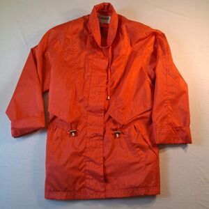 Vintage Cambridge Womens M Orange Rain Jacket Coat Parka Made in Hong Kong